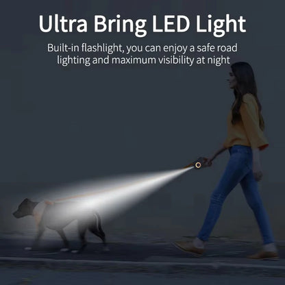 Automatic Retractable Dog Leash with LED Flashlight