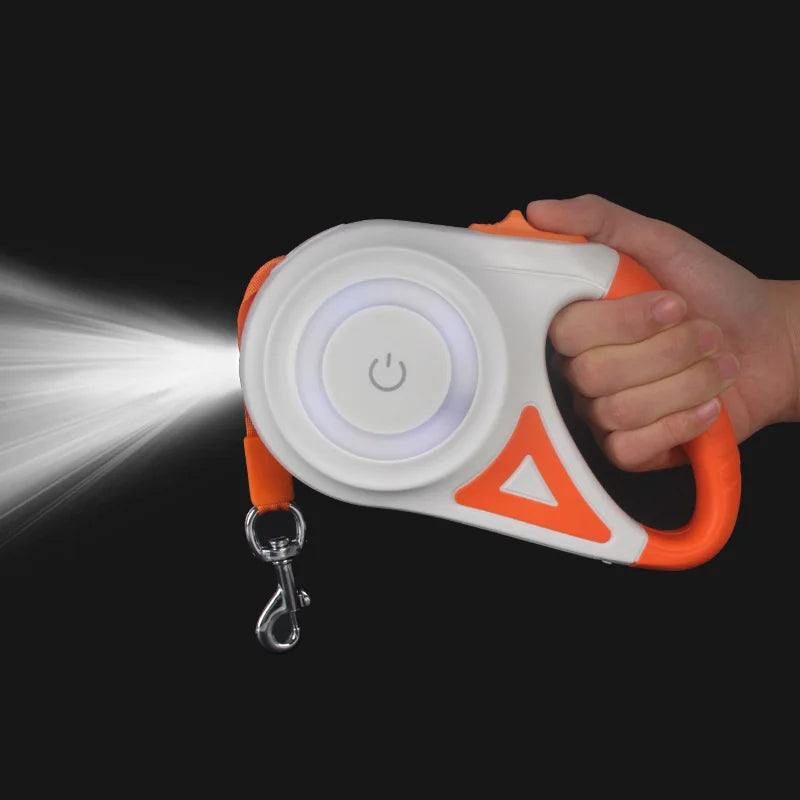 Automatic Retractable Dog Leash with LED Flashlight