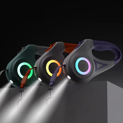 Automatic Retractable Dog Leash with LED Flashlight