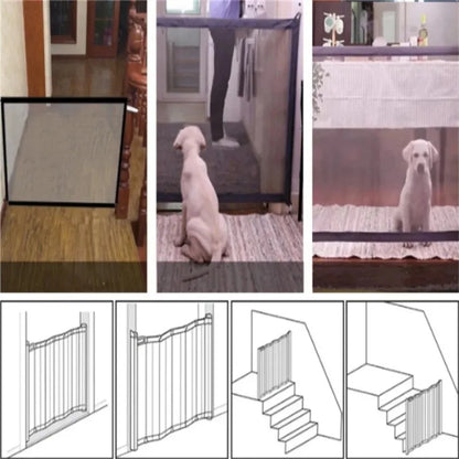 Tall Pet Dog Gate - Retractable Safety Guard, Isolation Barrier for Indoor